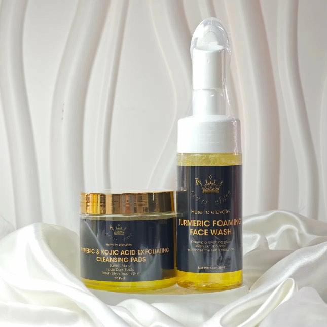 Royal Rising Kojic Acid Exfoliating Cleansing Pads And Turmeric Foaming Face Wash
