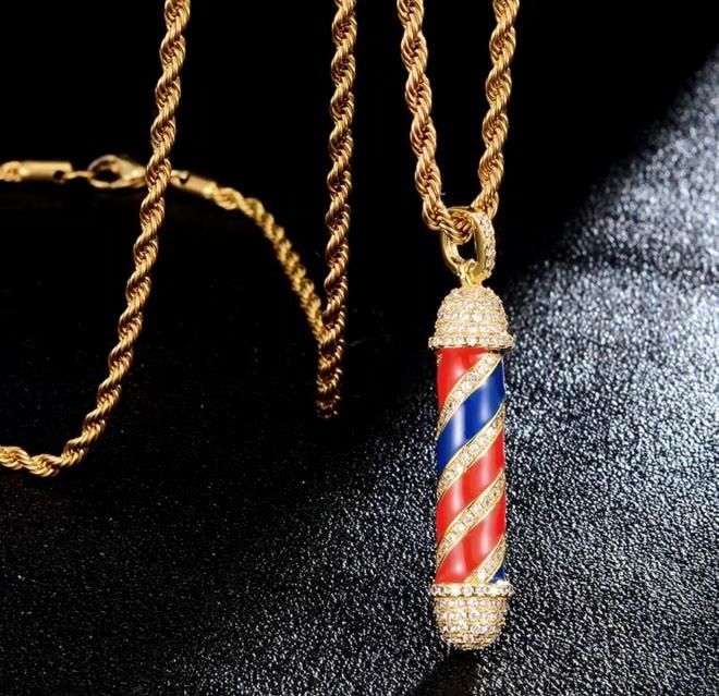 Royal Rising Chain And Barber Pole Pendant