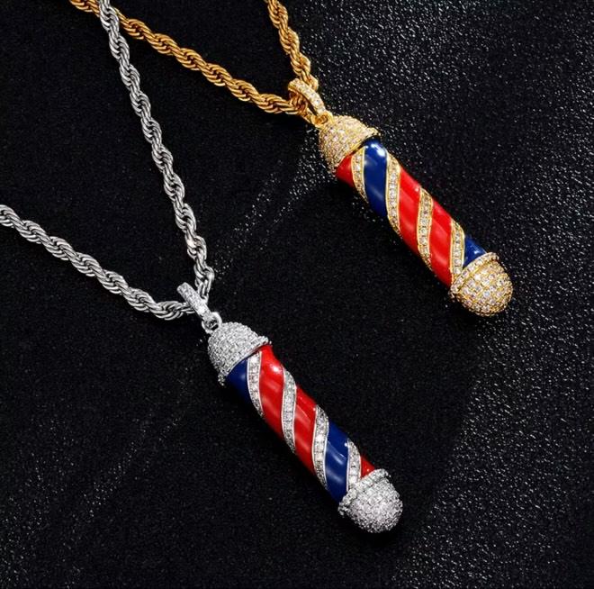 Royal Rising Chain And Barber Pole Pendant