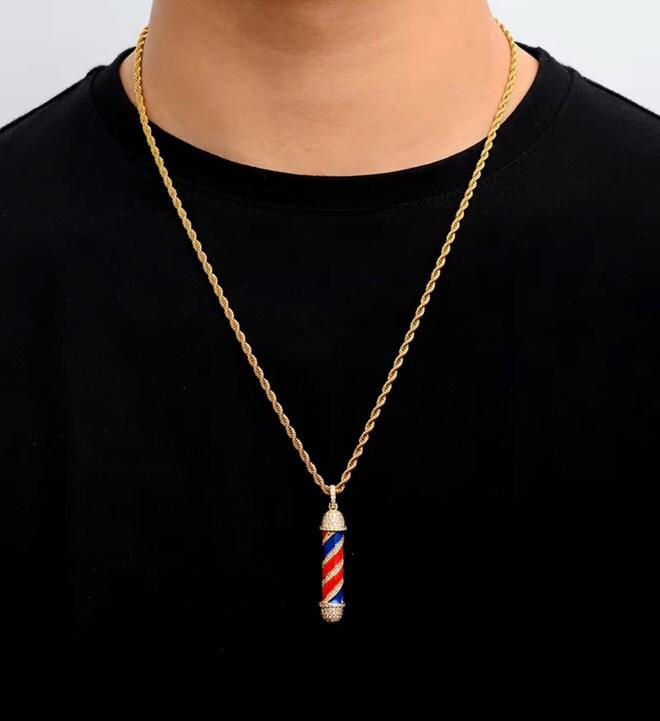 Royal Rising Chain And Barber Pole Pendant