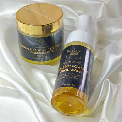 Royal Rising Kojic Acid Exfoliating Cleansing Pads And Turmeric Foaming Face Wash